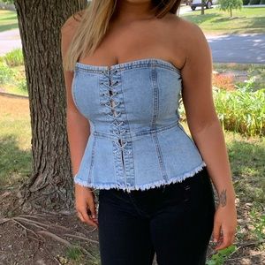 DENIM CROSET TOP
